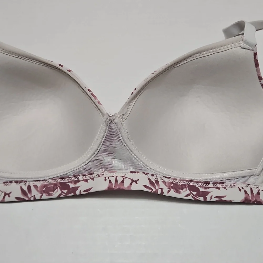 Tahari Mauve Floral Wireless Seamless Bra Size 36C - Picture 6 of 9